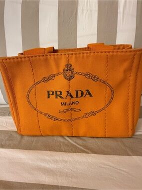 Prada Canapa Bag Orange Canvas Milano Tote